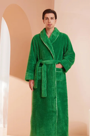 Peignoir homme polaire vert confortable
