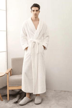 Peignoir homme cocooning blanc chaud