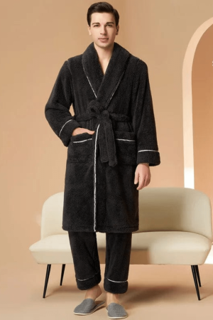 Peignoir homme hiver noir chaud