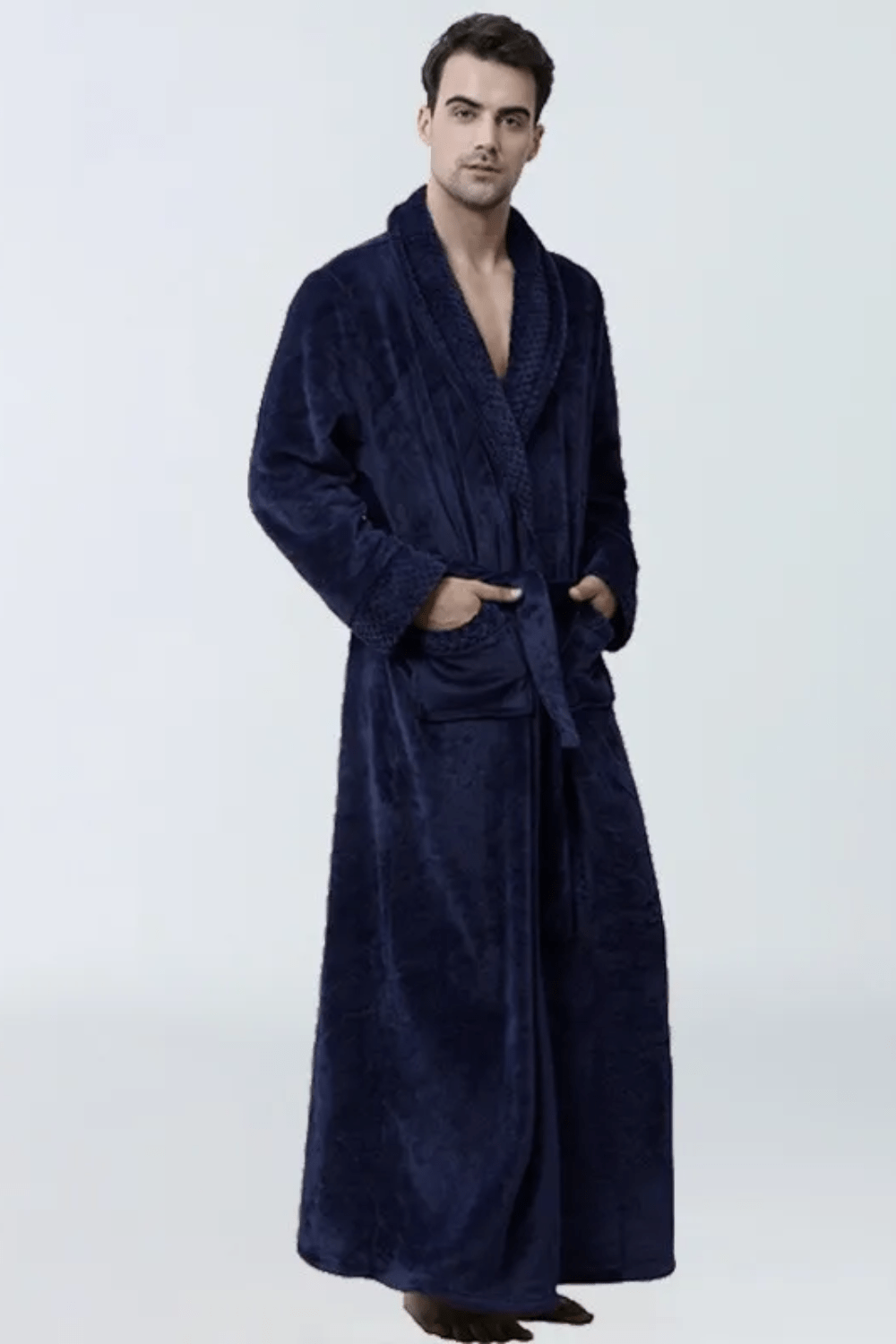 Peignoir homme cocooning blanc chaud – Image 2