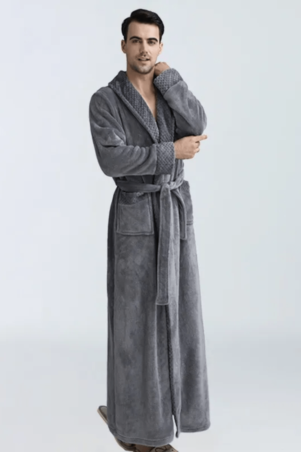 Peignoir homme cocooning blanc chaud – Image 4