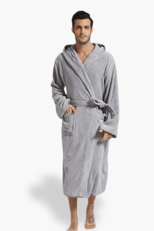 Peignoir homme polaire capuche chaud