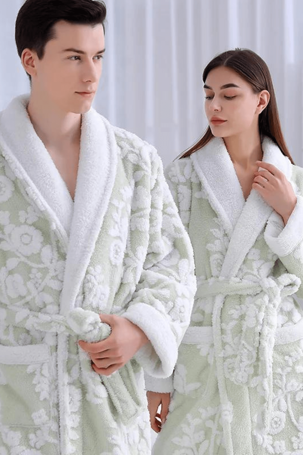 Peignoir homme polaire vert confortable – Image 2