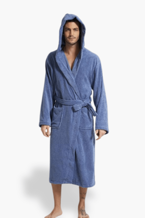 Peignoir homme long capuche polaire